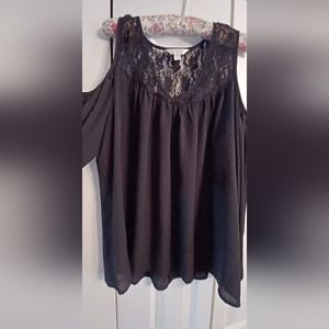 Black lace  Decree cold shoulder blouse size XL